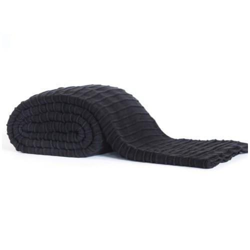 PLEATED KNIT THROW IN BLACK - LE PILLOW COUTURE